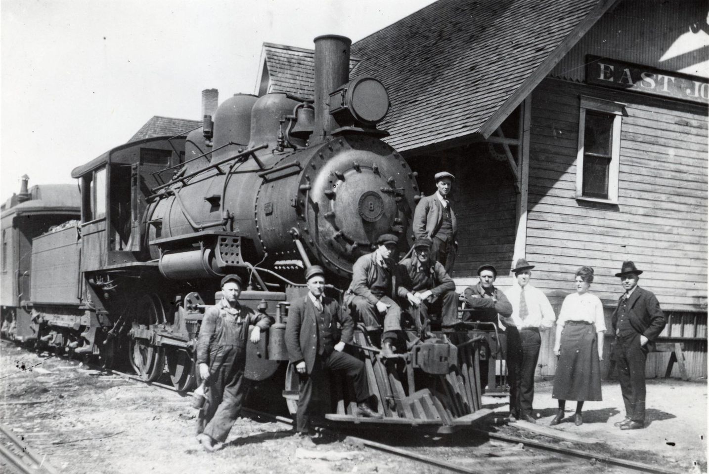 EJ&S Engine crew in front of station